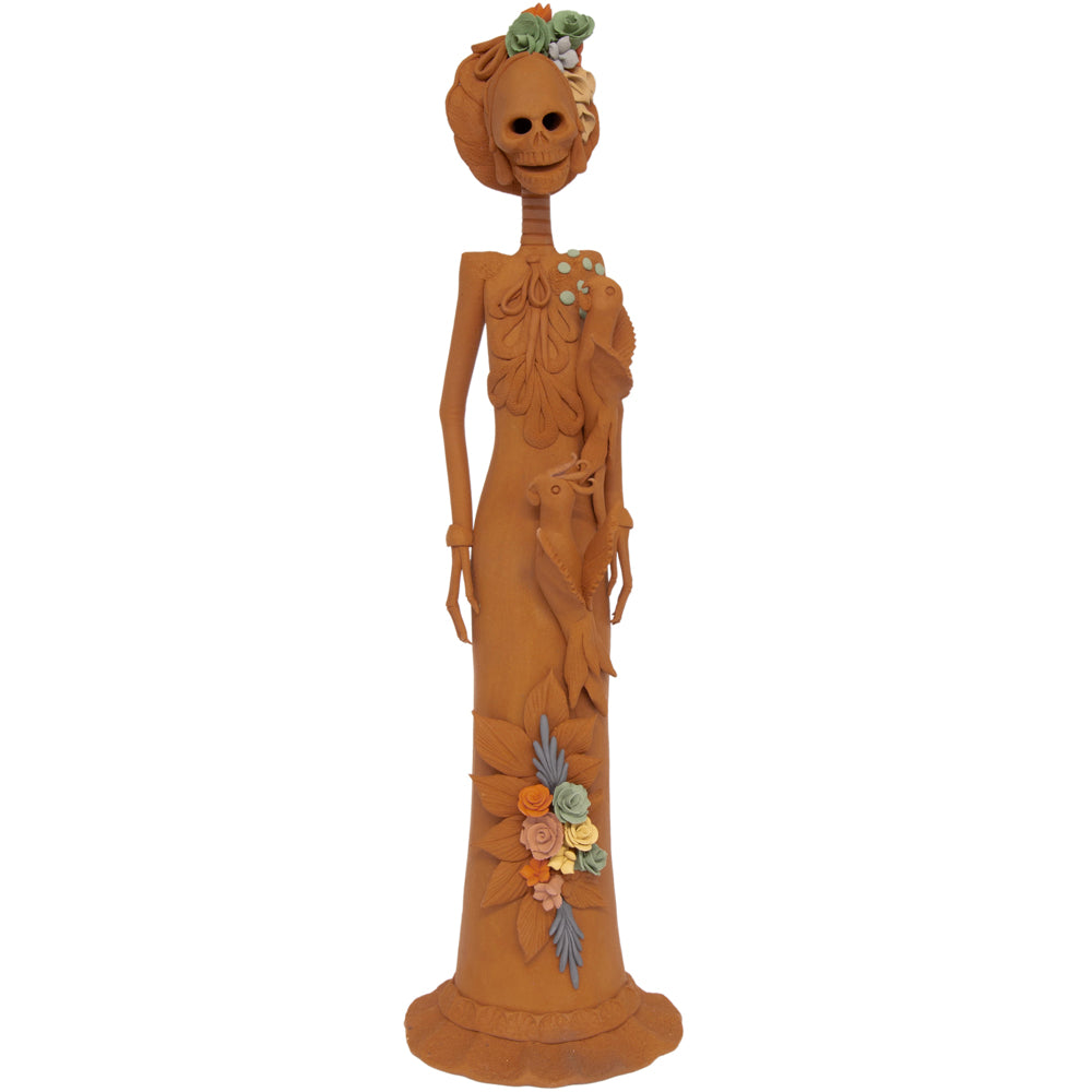 Tall Catrina en Natural From Capula Clay Sculpture