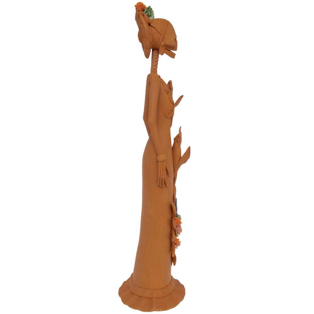 Tall Catrina en Natural From Capula Clay Sculpture