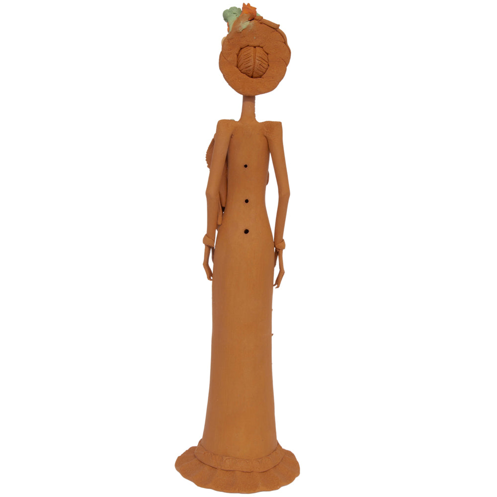 Tall Catrina en Natural From Capula Clay Sculpture