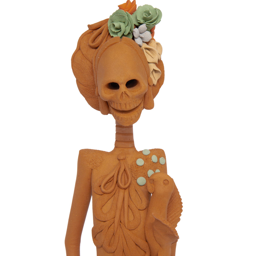Tall Catrina en Natural From Capula Clay Sculpture