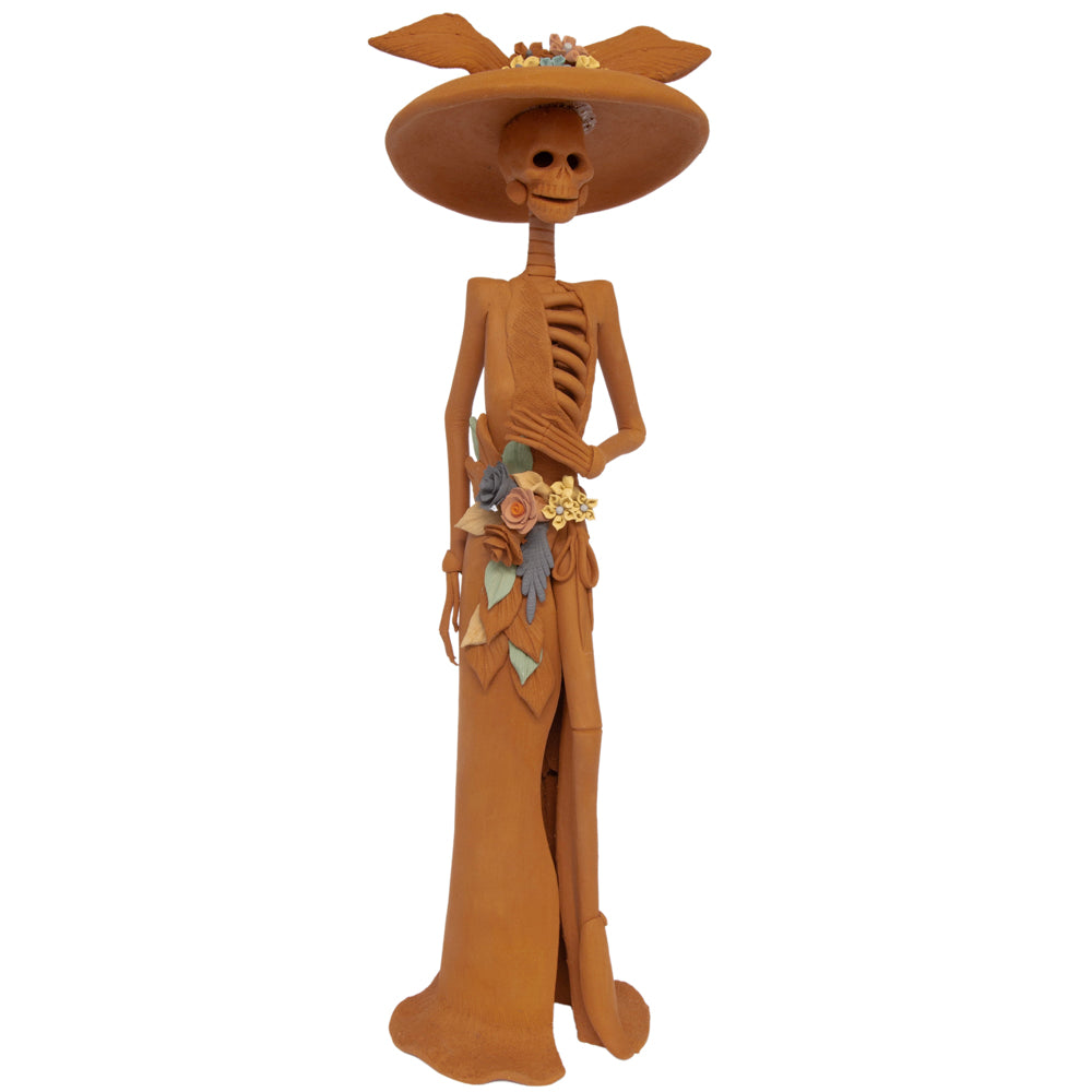 Tall Catrina en Natural From Capula Clay Sculpture
