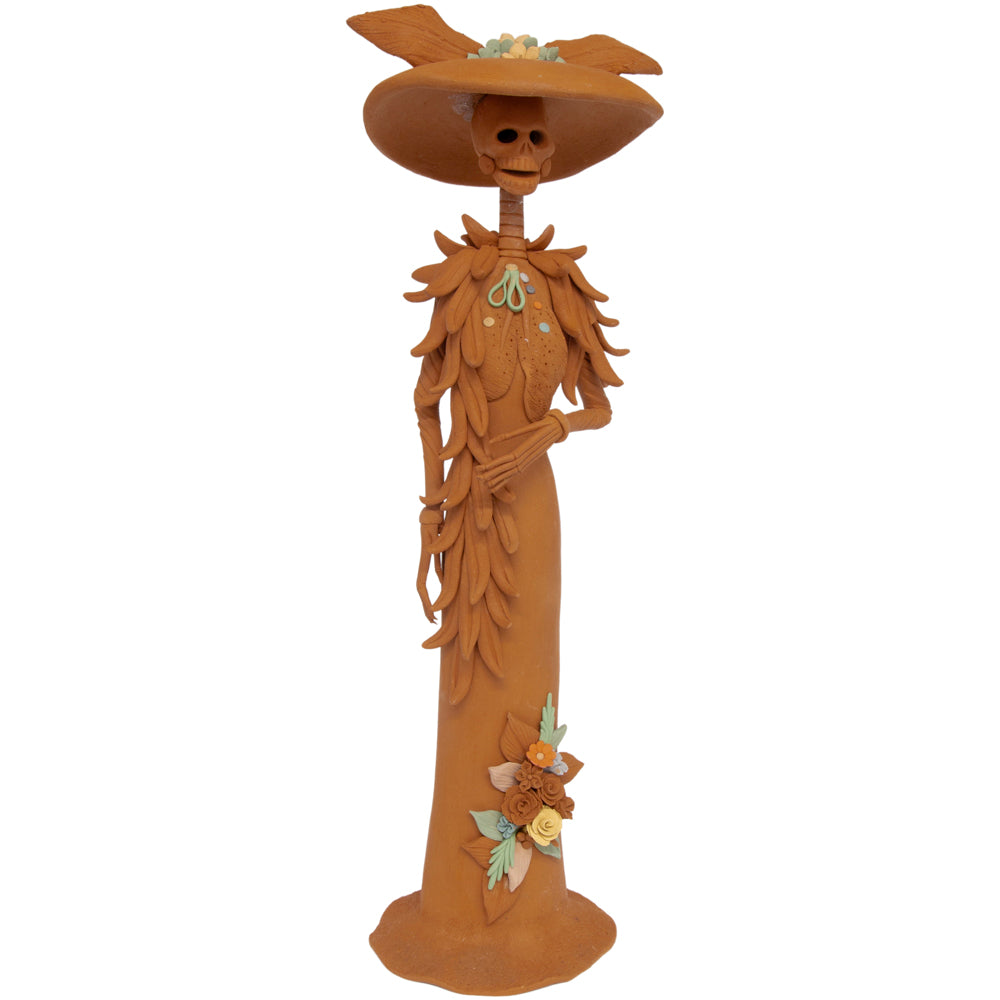 Tall Catrina en Natural From Capula Clay Sculpture