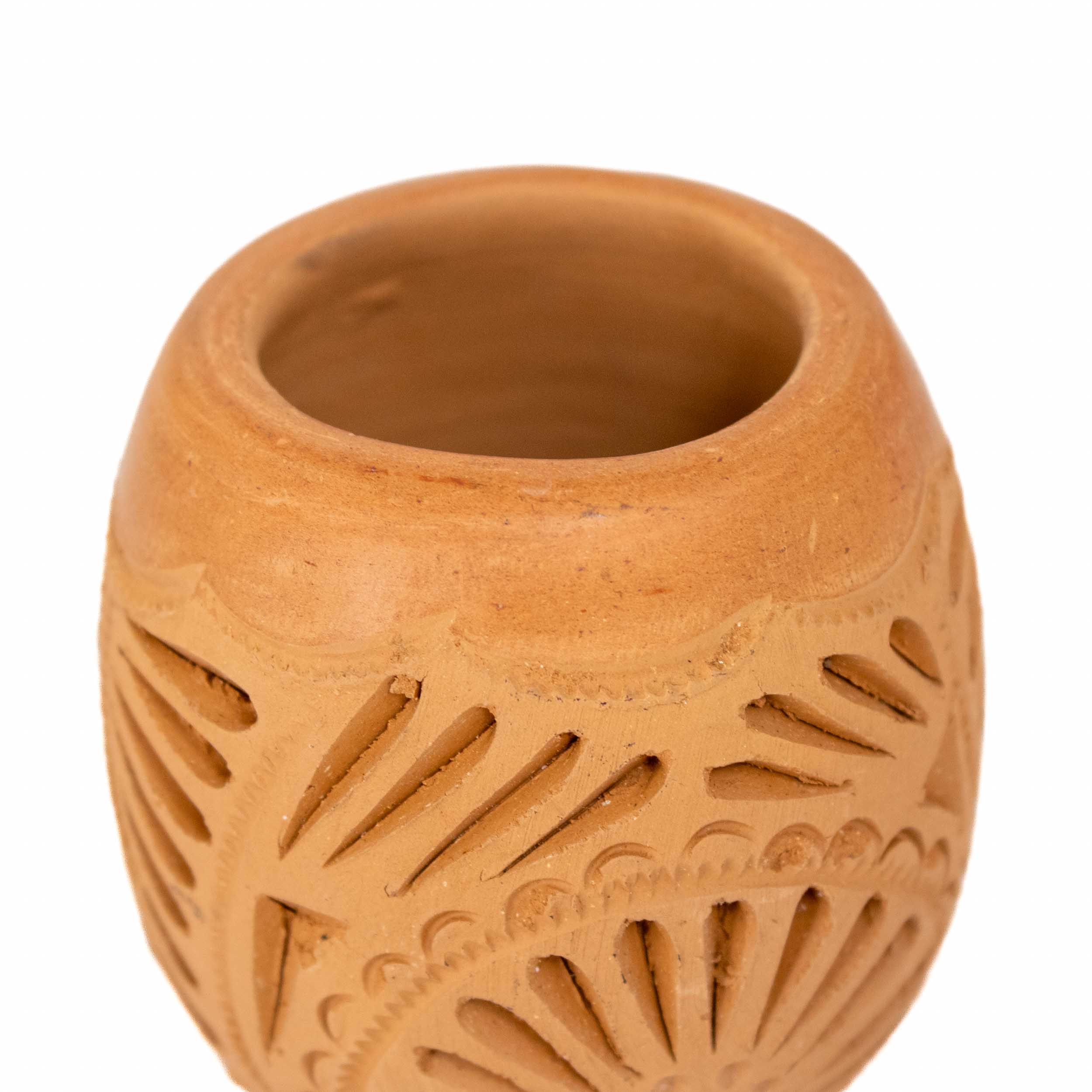 Natural Clay Carved Mezcal Shot Glass
