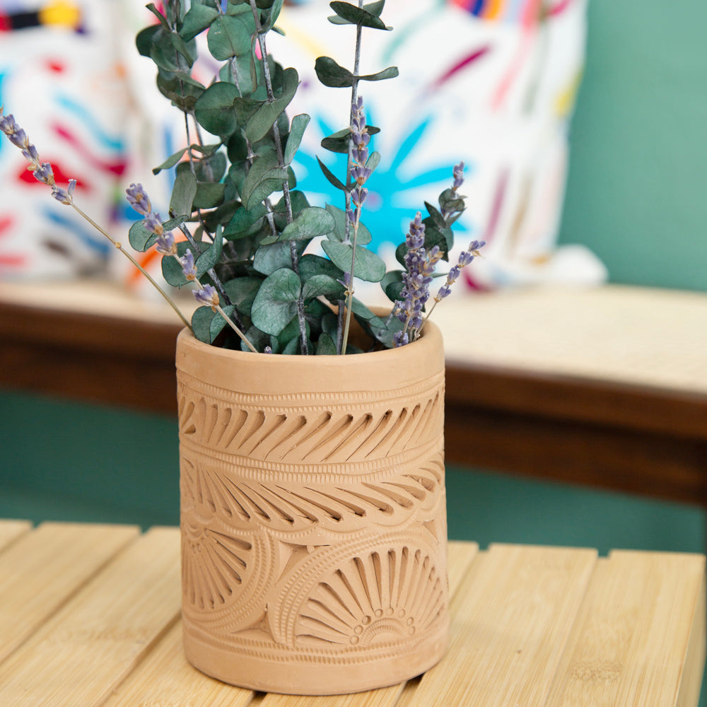 Natural Clay Carved Planter