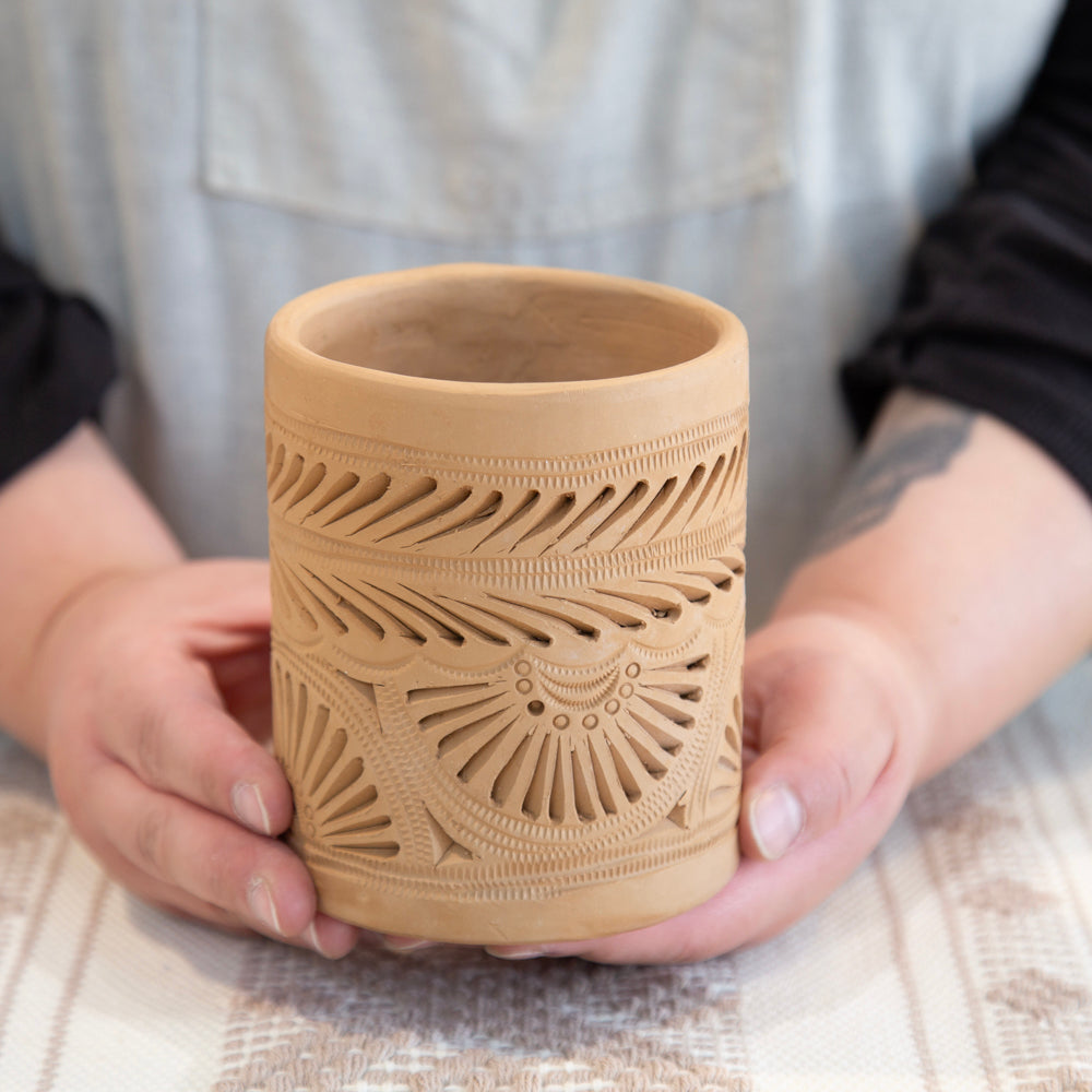 Natural Clay Carved Planter