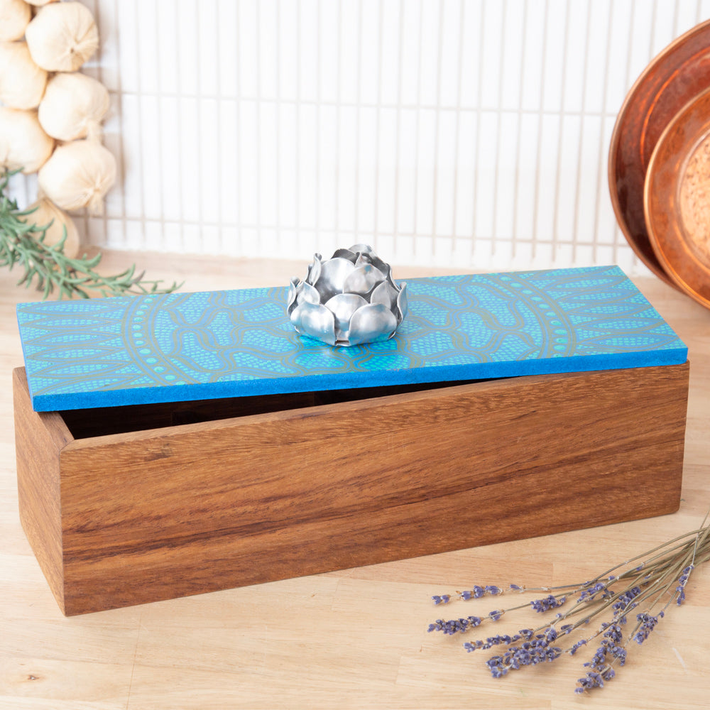 Hand-Painted Parota Solid Wood Tea Organizer