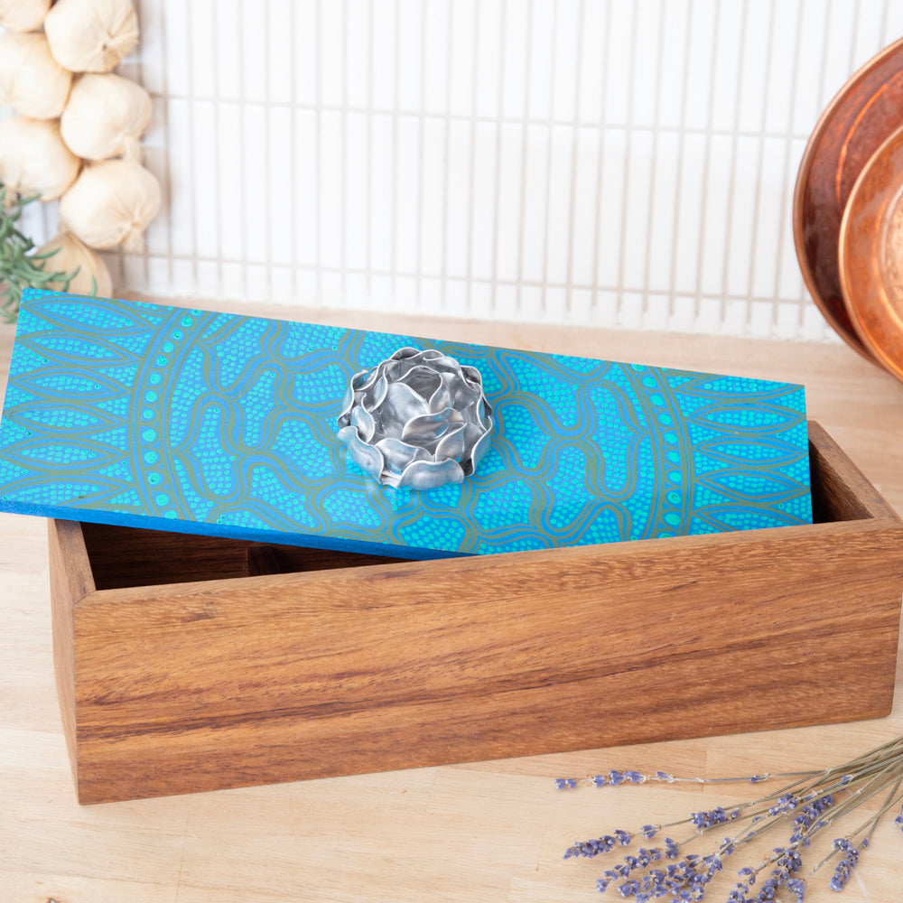 Hand-Painted Parota Solid Wood Tea Organizer