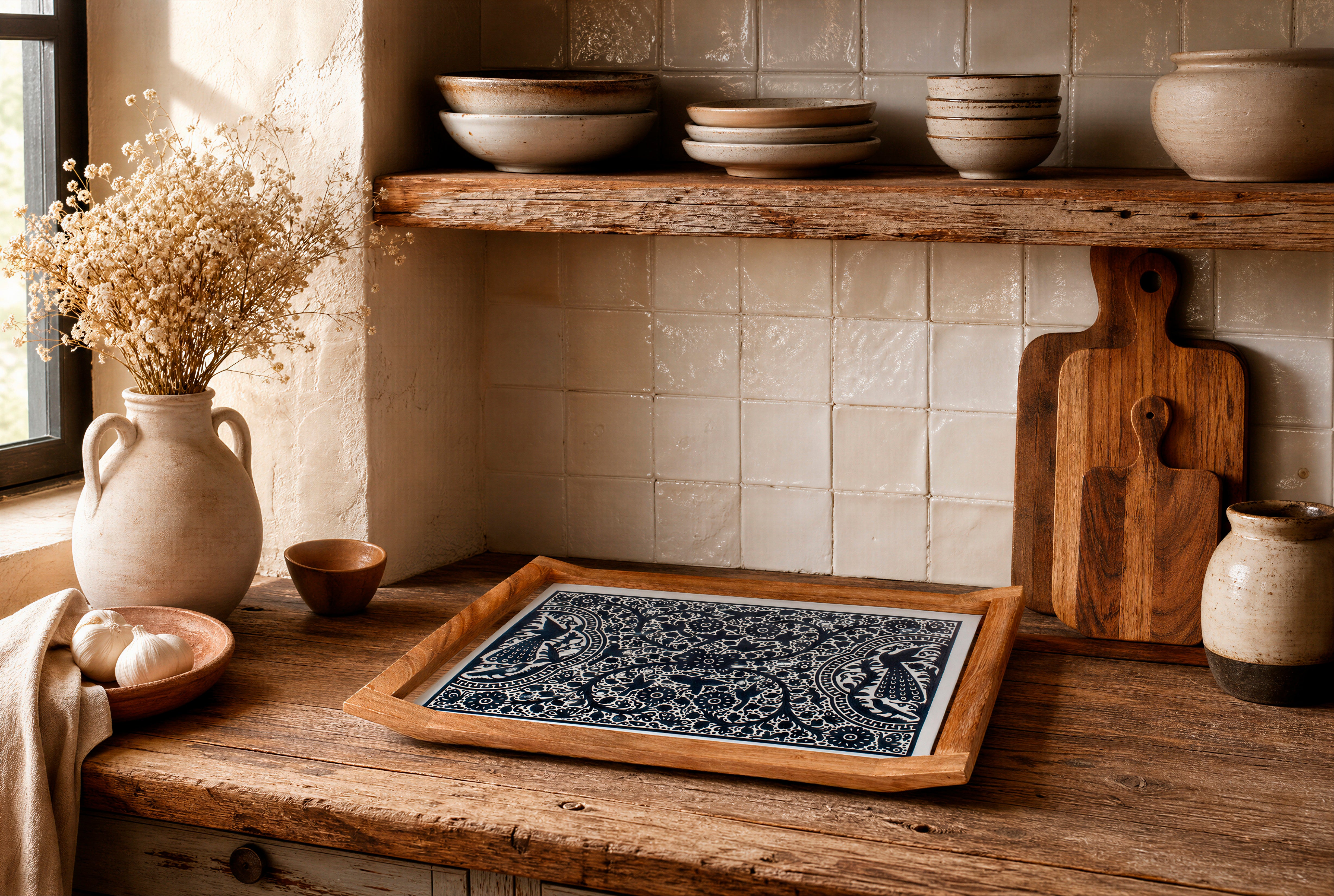 Olinalá Parota Solid Wood Serving Tray (Large)