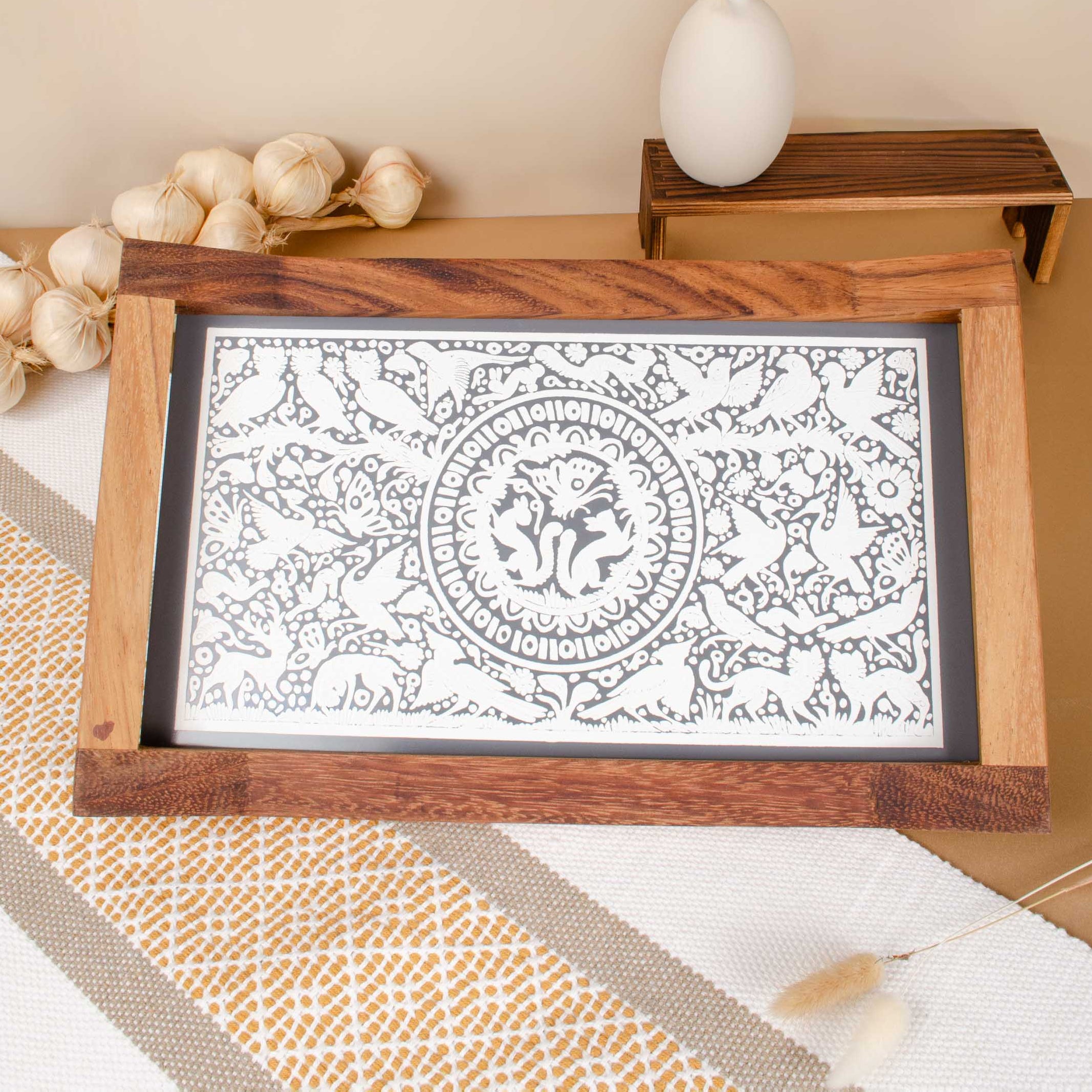 Small Olinalá Parota Solid Wood Serving Tray
