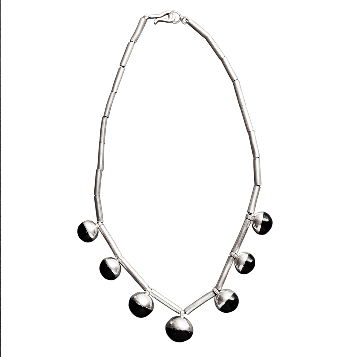 Sterling Silver Black Onix Statement Necklace