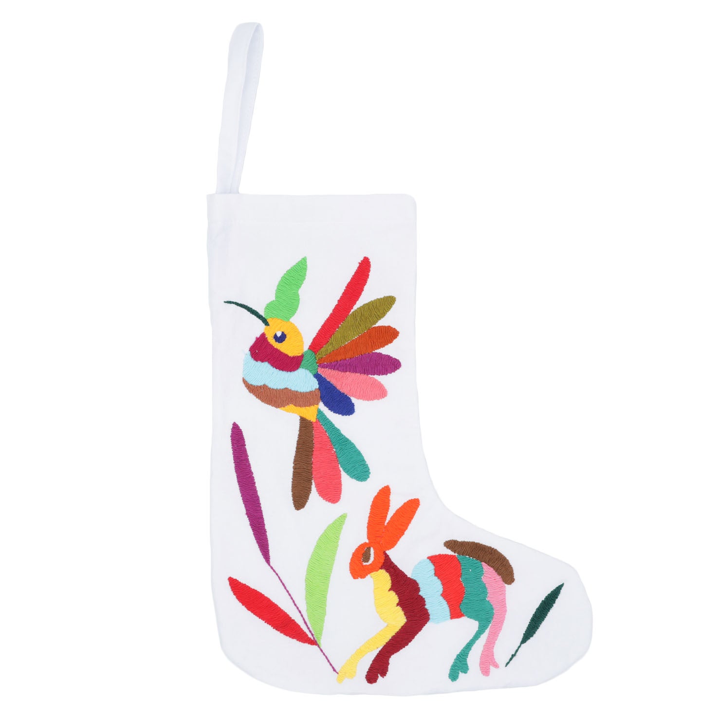 Christmas Otomí Embroidered Stocking