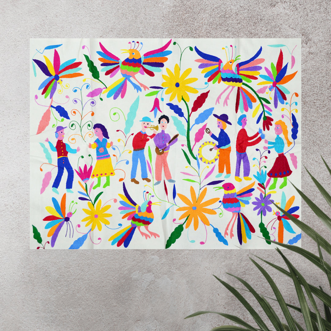 El Baile Otomí Hand-Embroidered Tapestry