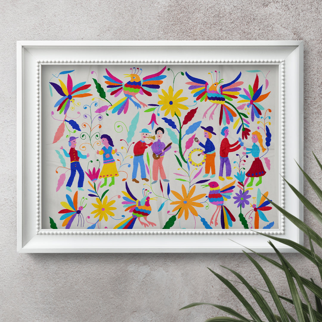 El Baile Otomí Hand-Embroidered Tapestry
