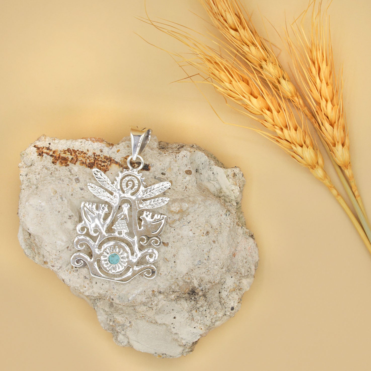 Sterling Silver Eternal Blue Tree of Life Pendant