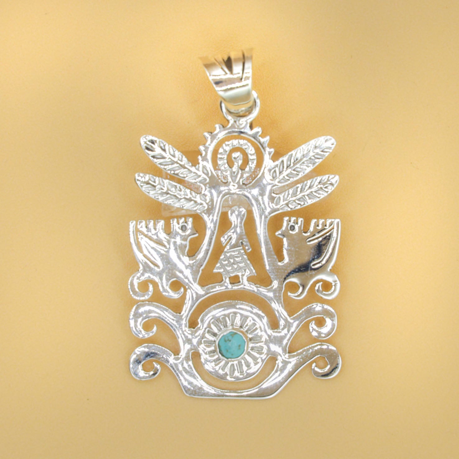 Sterling Silver Eternal Blue Tree of Life Pendant