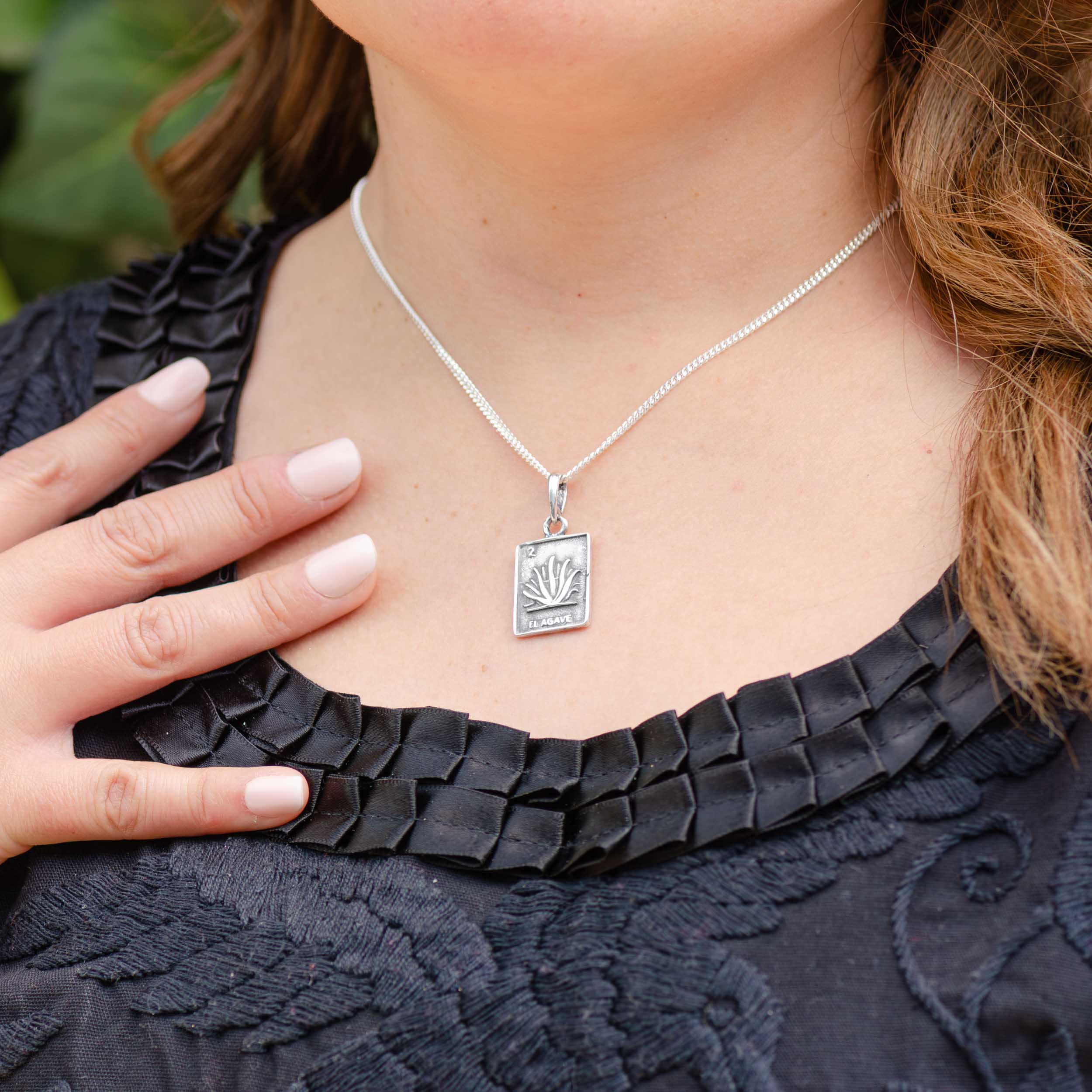 Sterling Silver Lotería El Agave Pendant