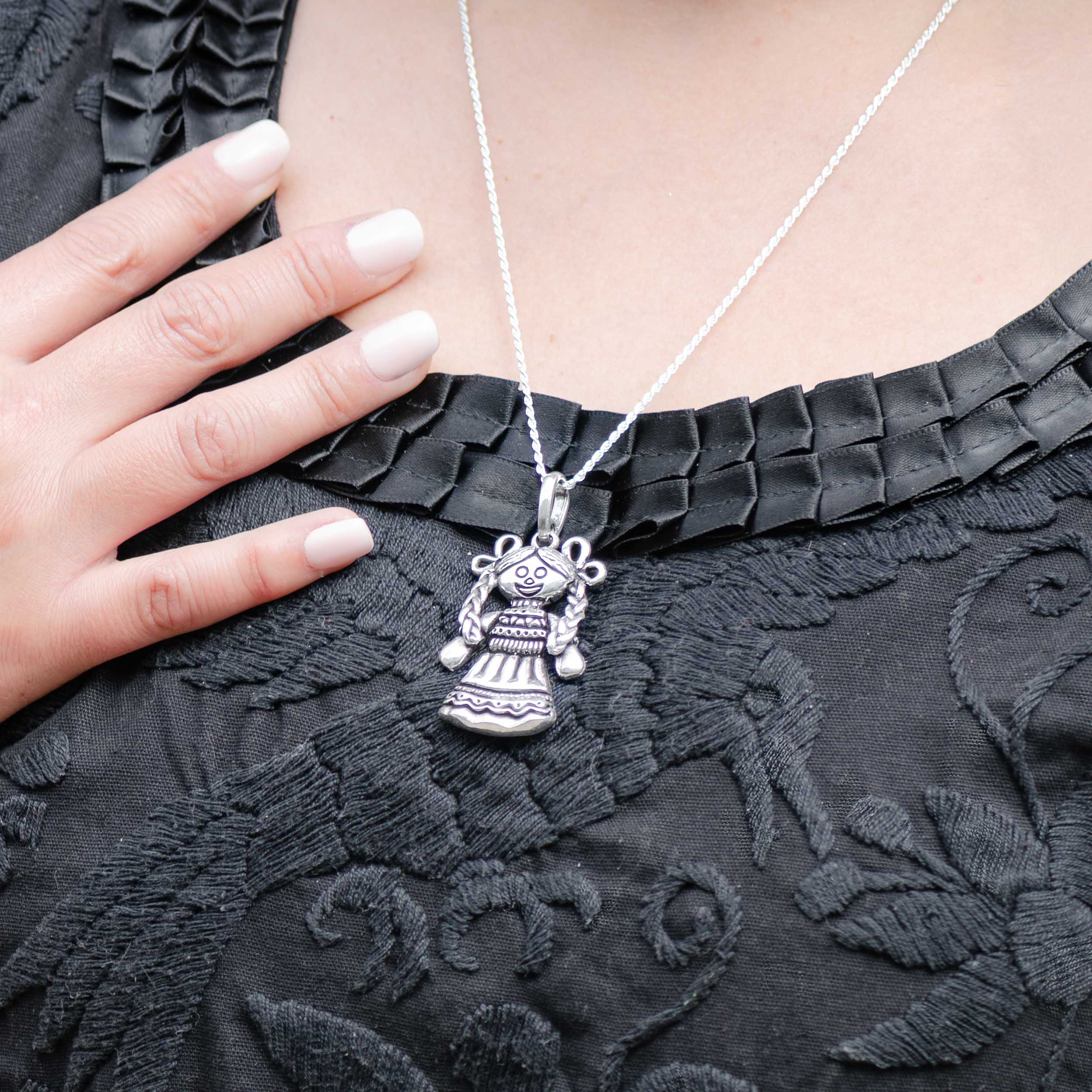 Sterling Silver Large Lele Doll Pendant