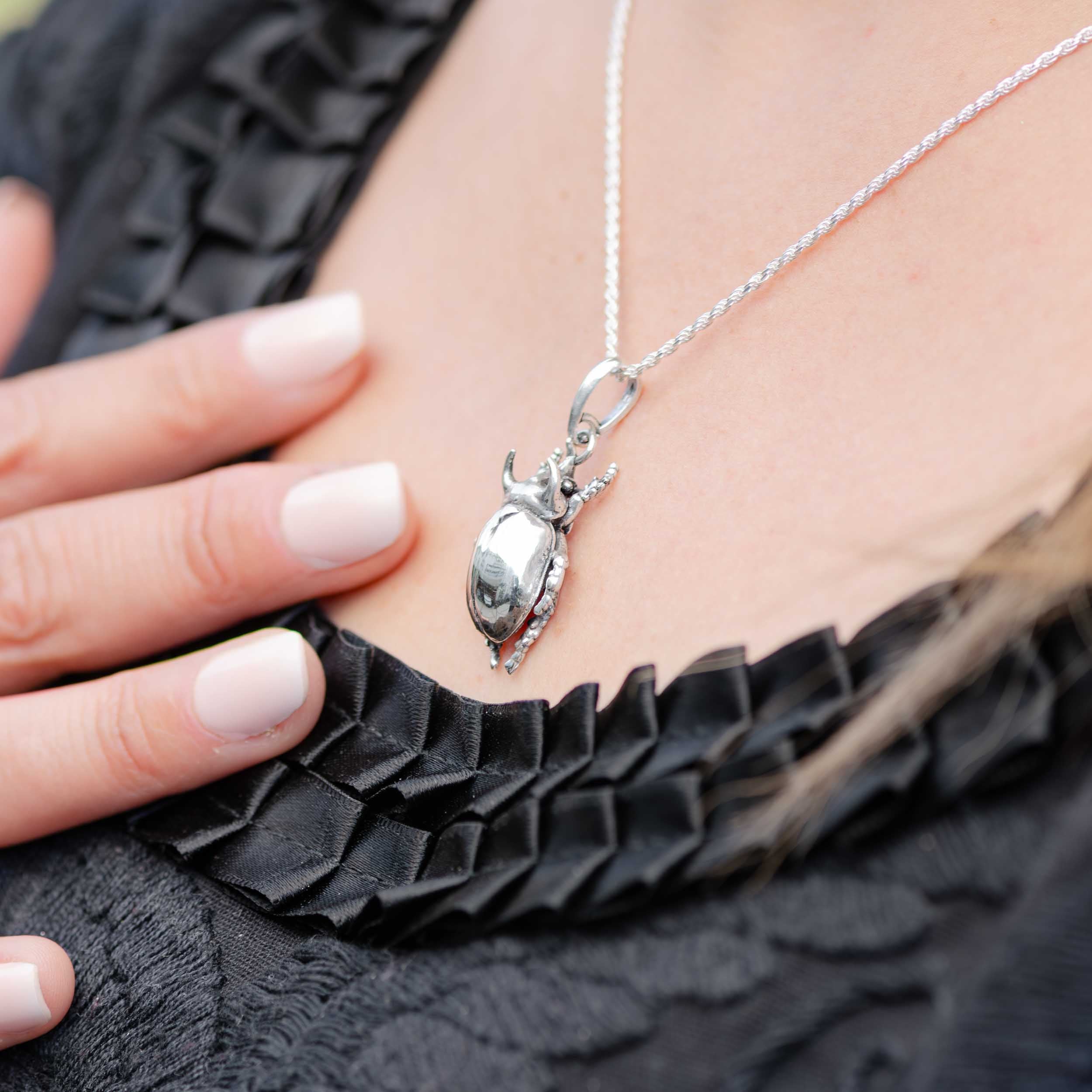 Sterling Silver Beetle Pendant