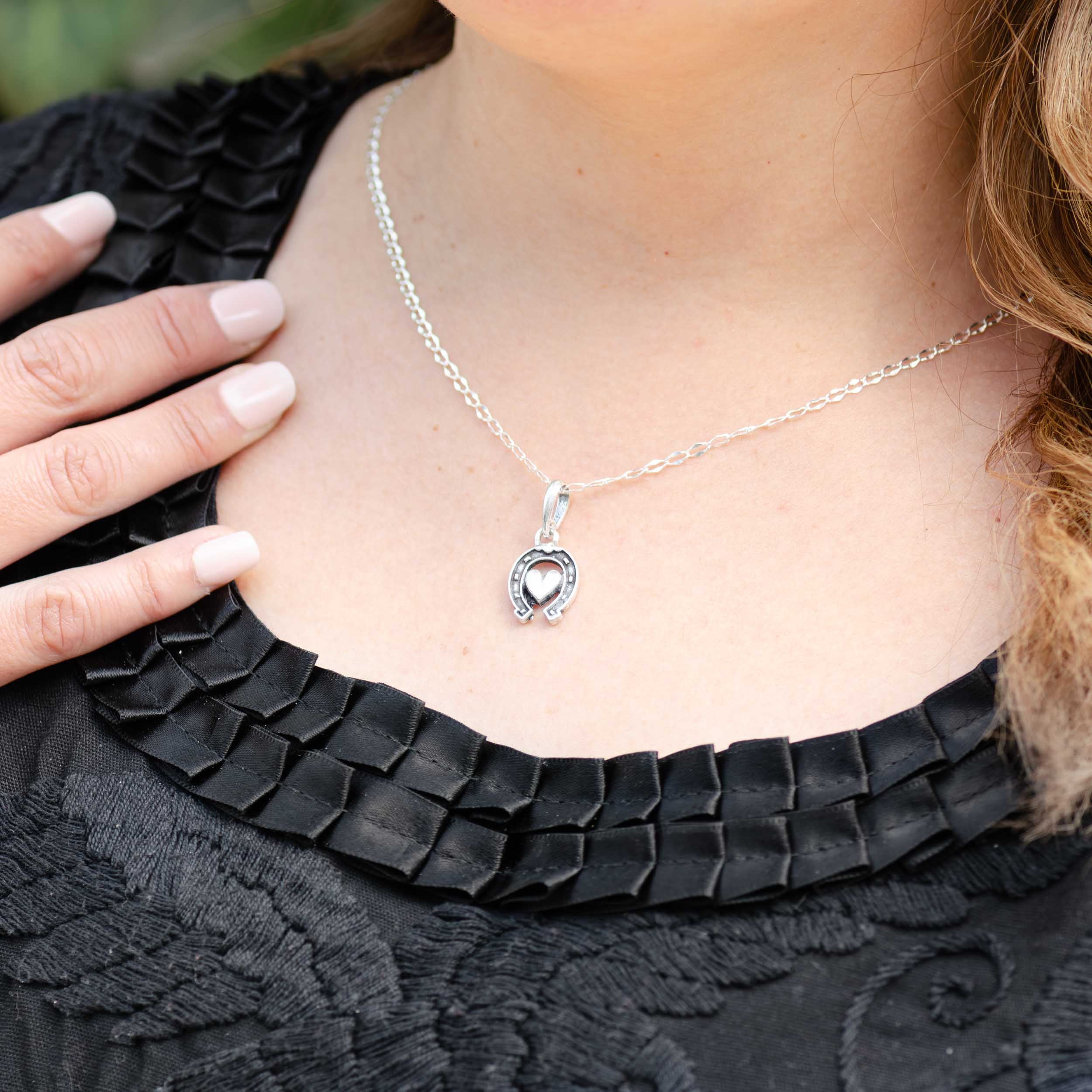 Sterling Silver Horseshoe Heart Pendant