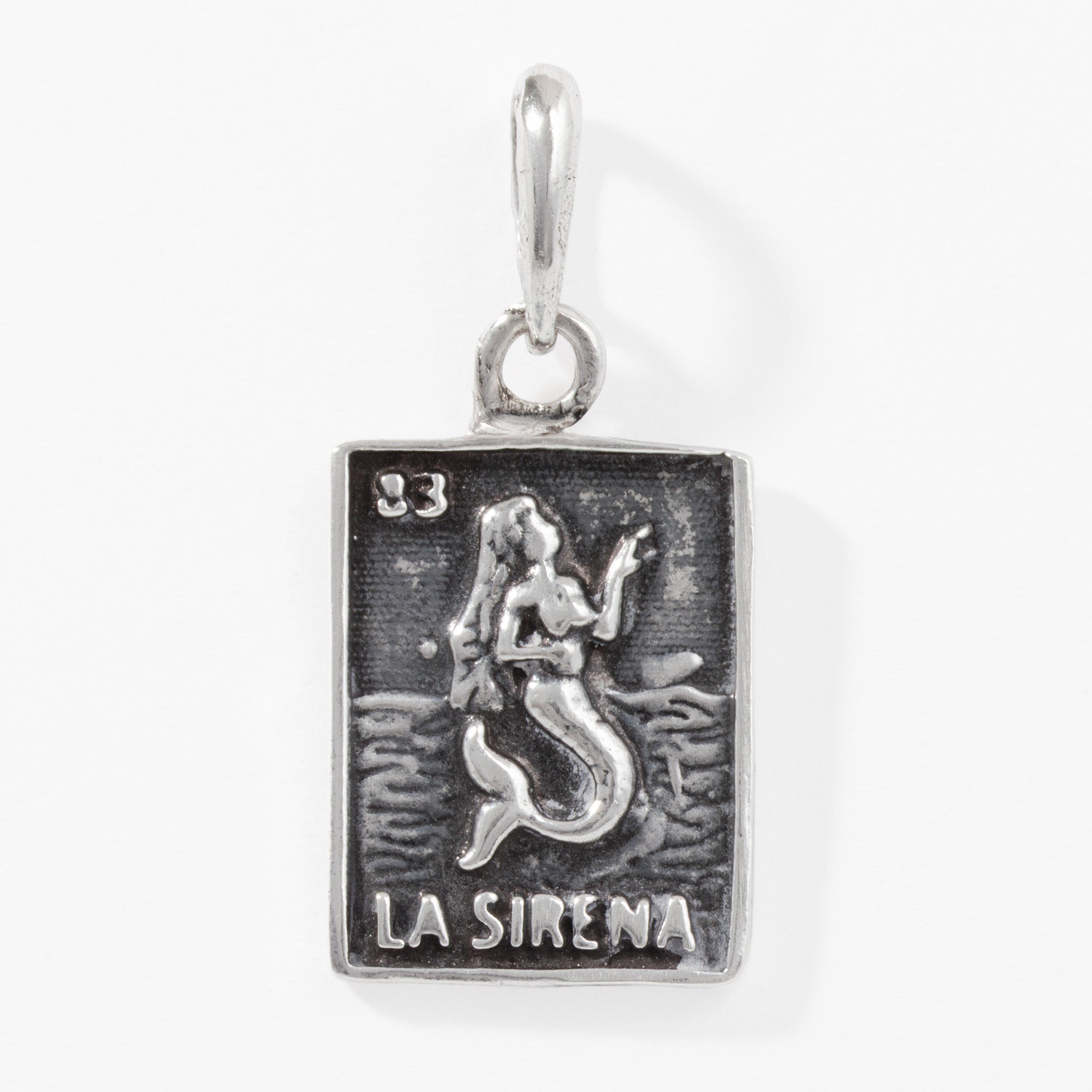 Sterling Silver Lotería La Sirena Pendant