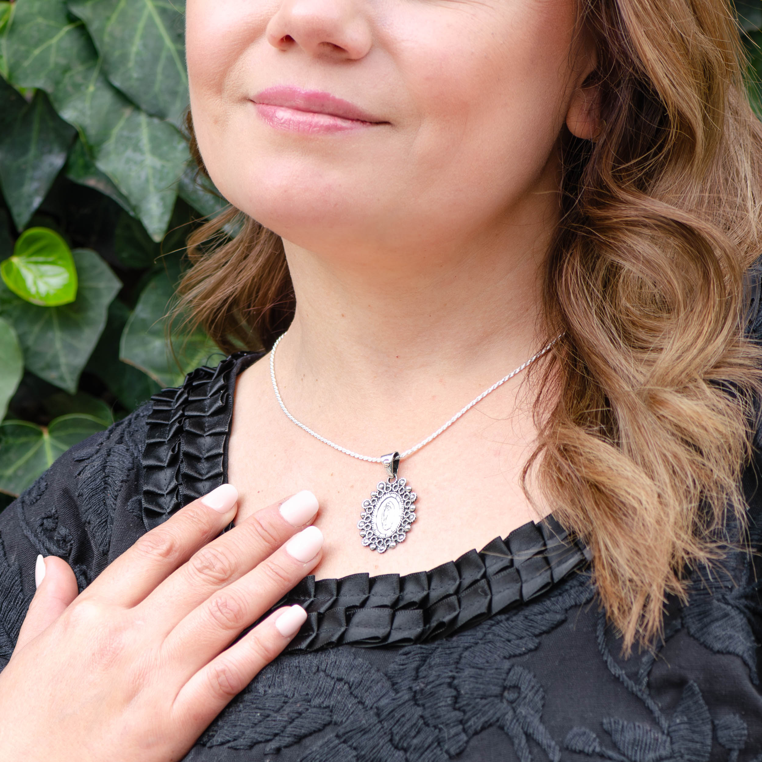 Sterling Silver Virgencita Baroque Pendant