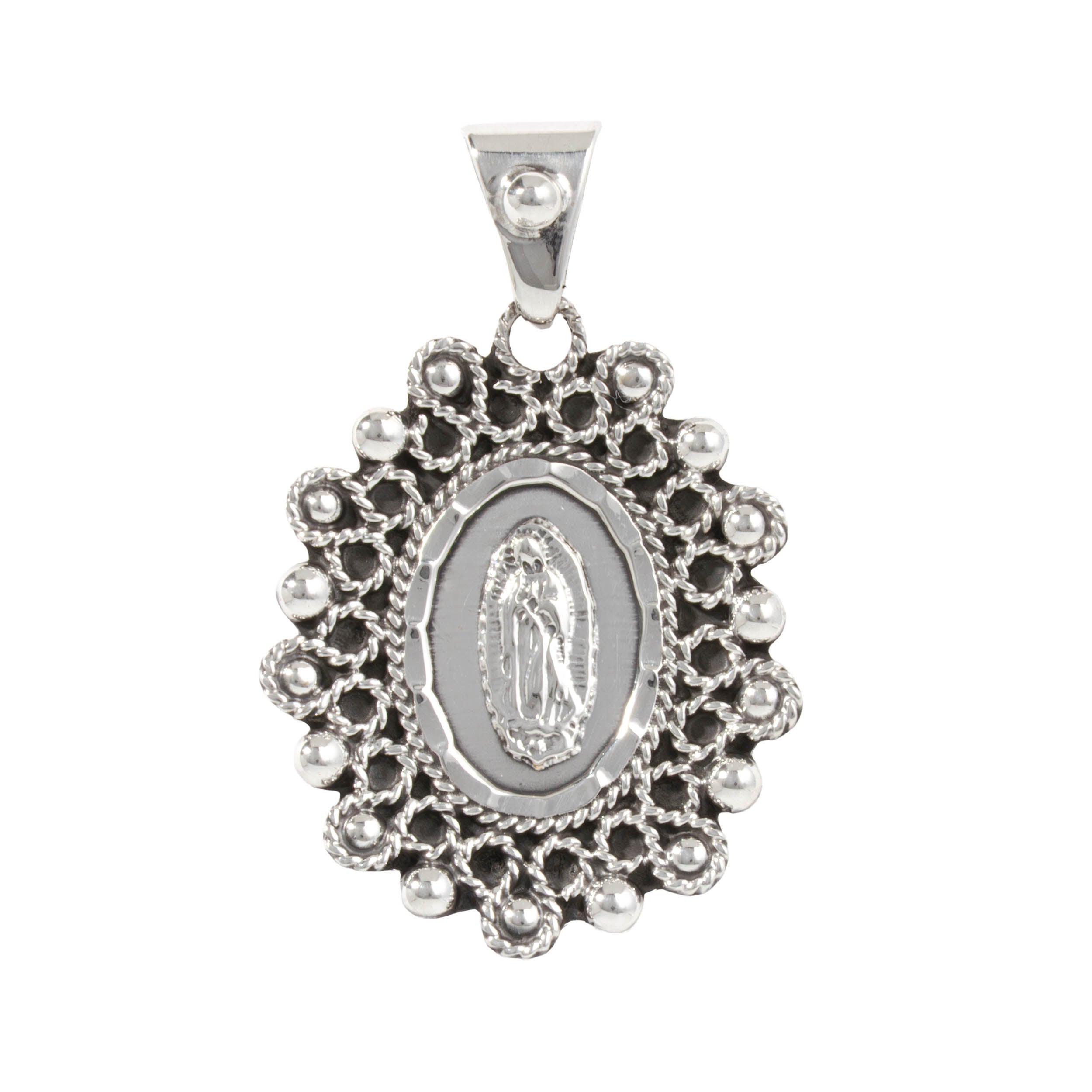 Sterling Silver Virgencita Baroque Pendant