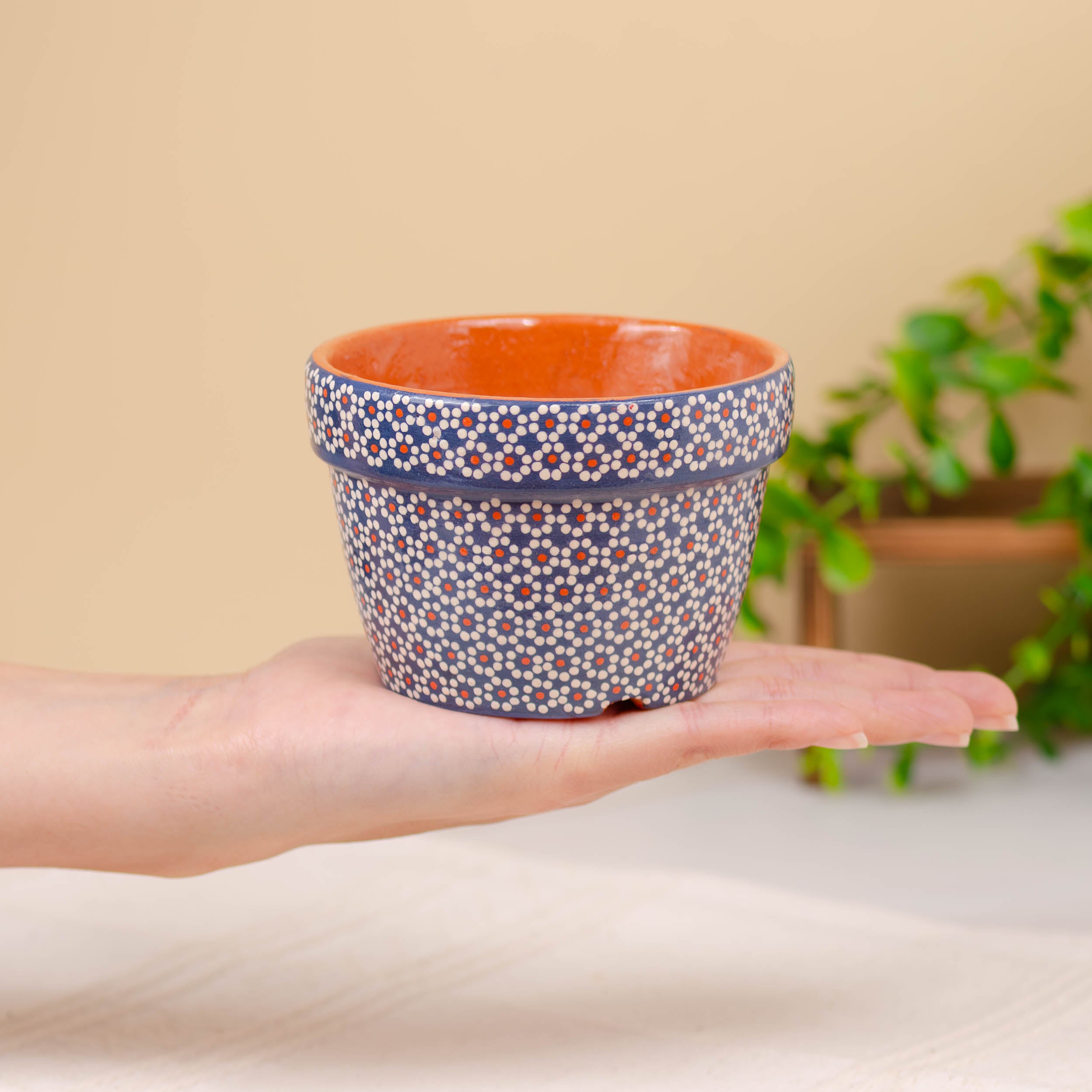 Capula Hand-Painted 4" Clay Planter