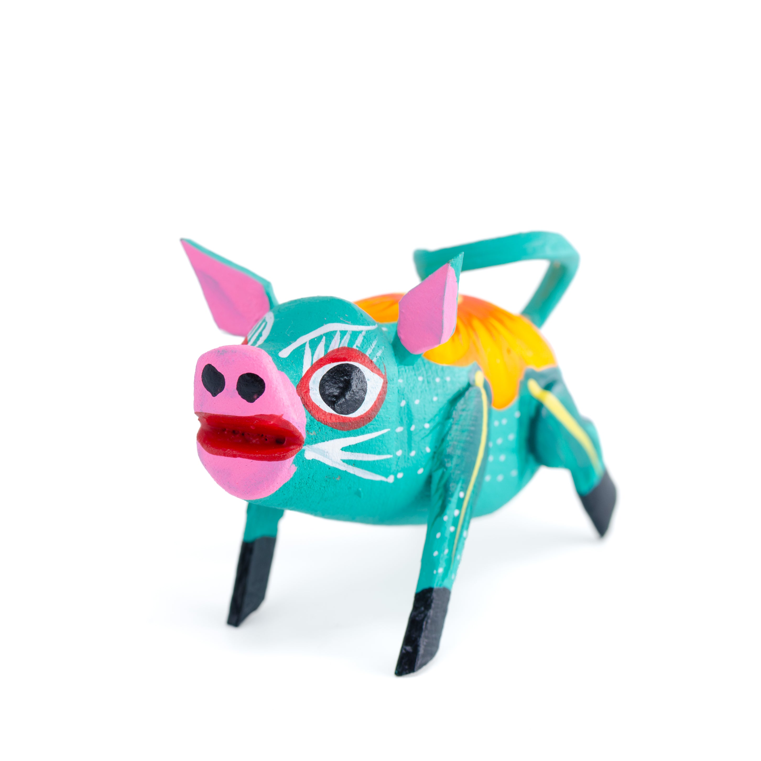 Hand Painted Piglet Wooden Figurine