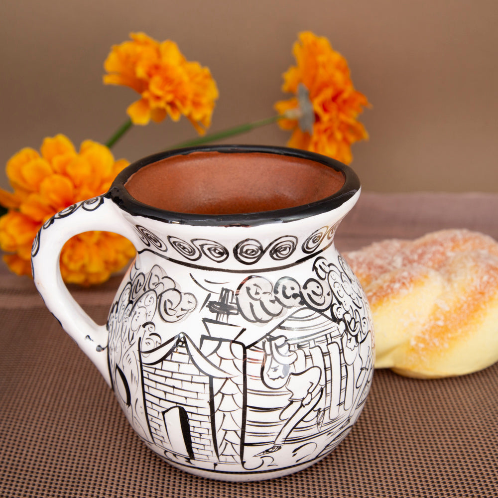 Black and White Storytelling Xalitla Clay Jarrito Mug