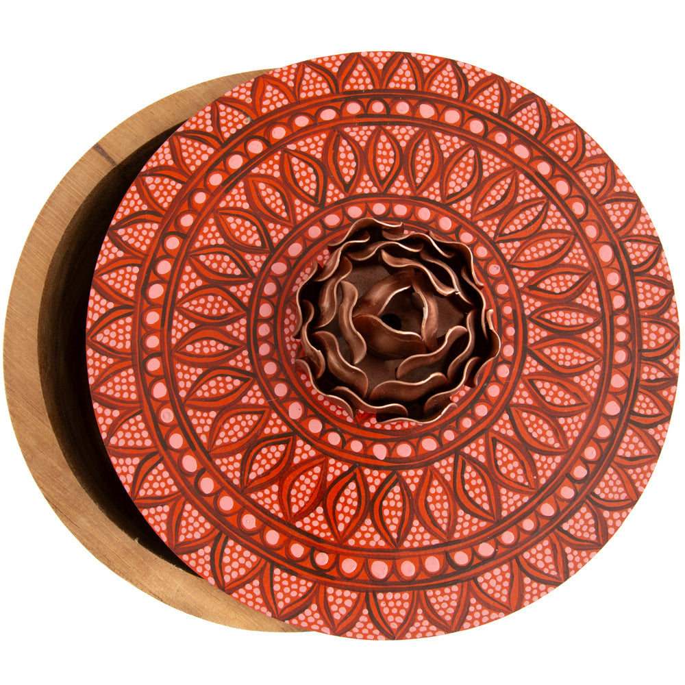 Hand-painted Parota Solid Wood Kitchen Tortillero/Basket
