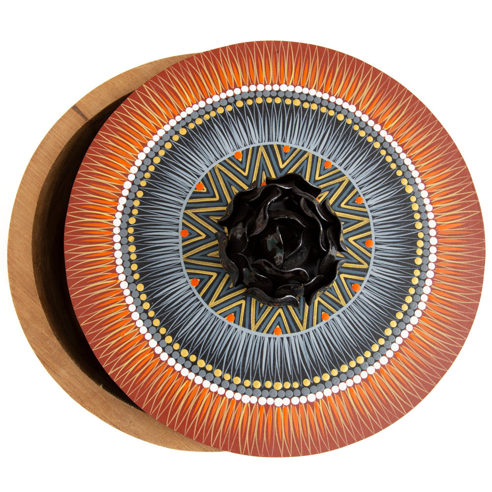 Hand-painted Parota Solid Wood Kitchen Tortillero/Basket