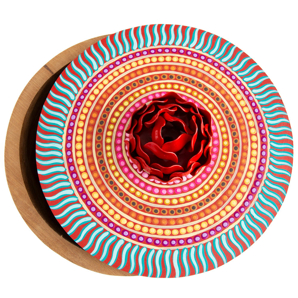 Hand-painted Parota Solid Wood Kitchen Tortillero/Basket