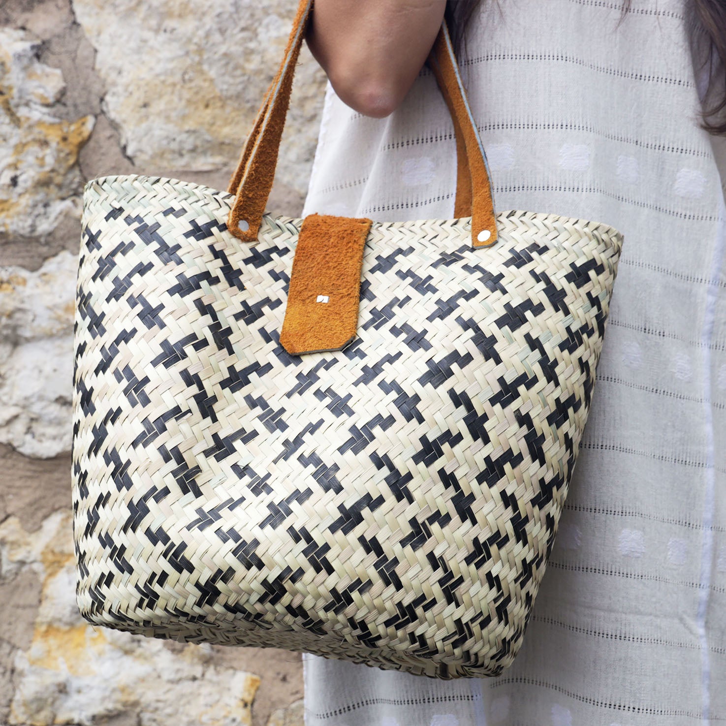 Zipolite Woven Palm Beach Bag Tote