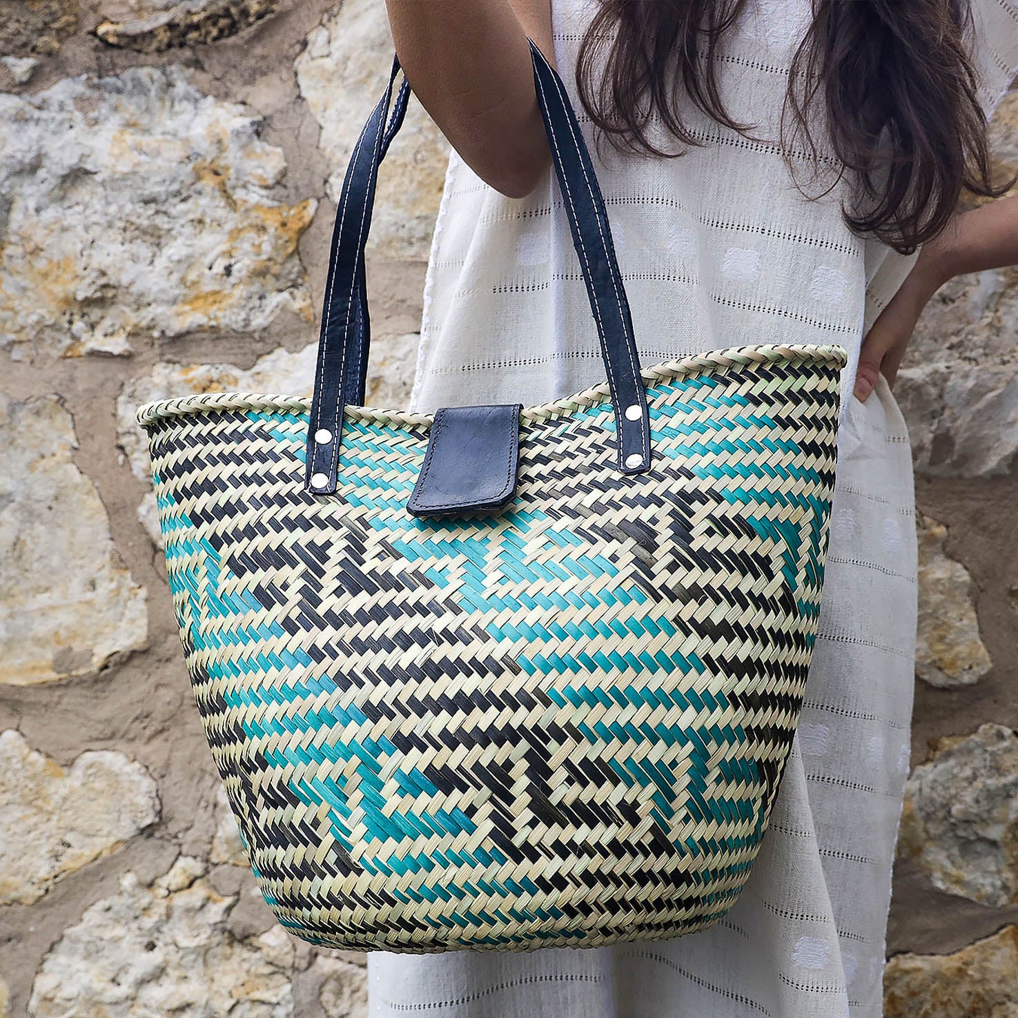 Zipolite Woven Palm Beach Bag Tote