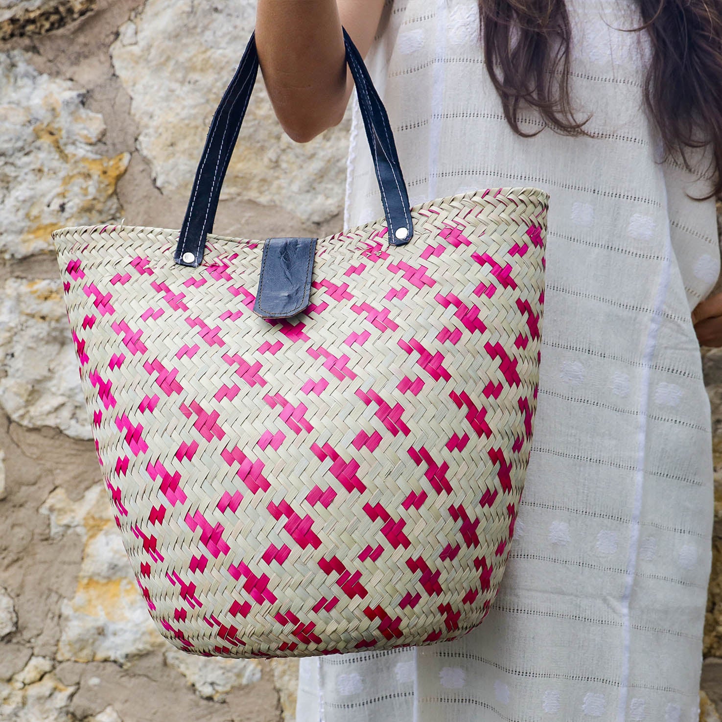 Zipolite Woven Palm Beach Bag Tote
