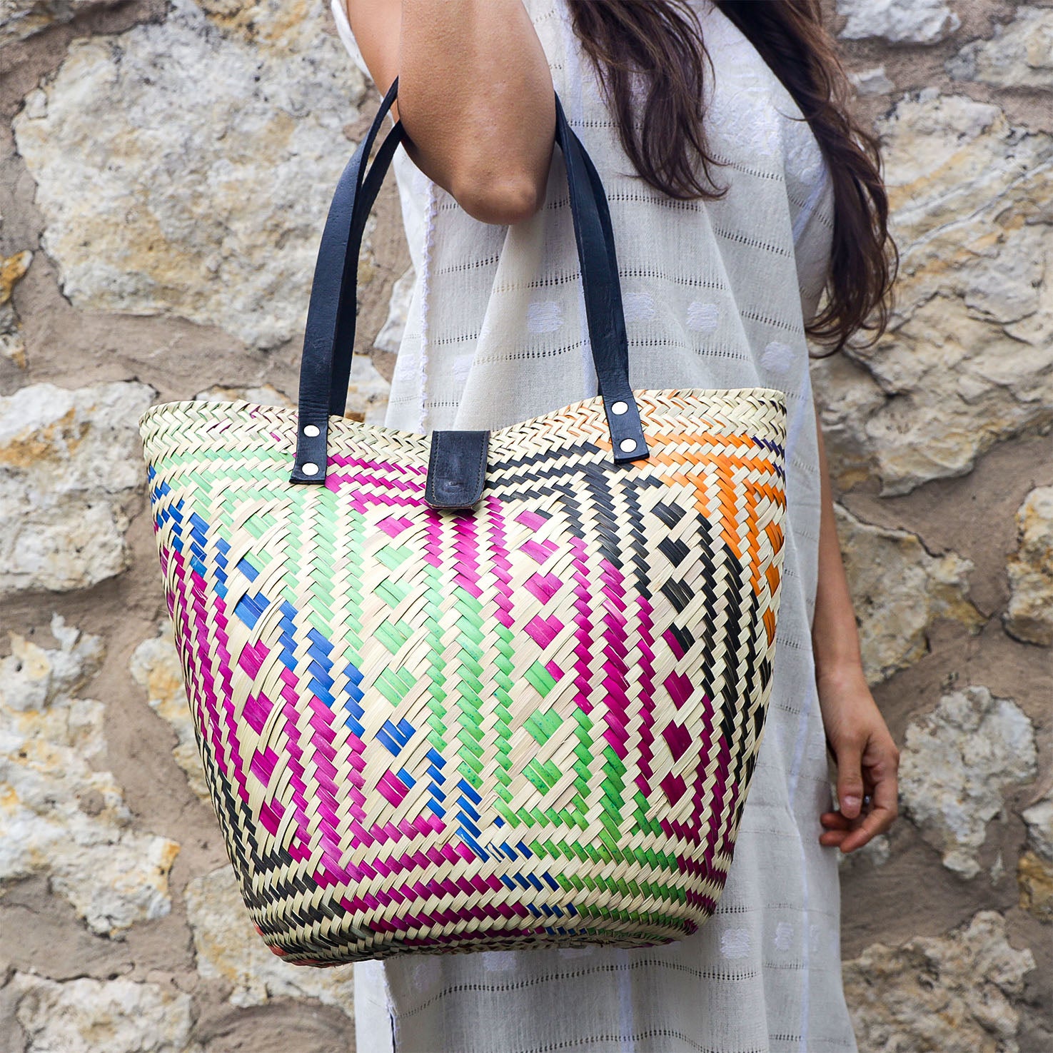 Zipolite Woven Palm Beach Bag Tote