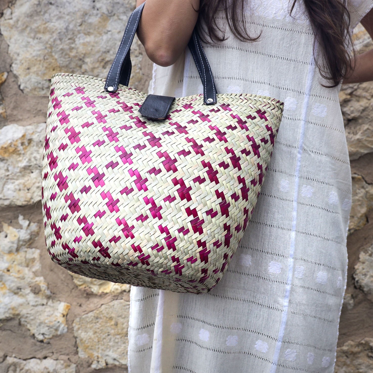 Zipolite Woven Palm Beach Bag Tote