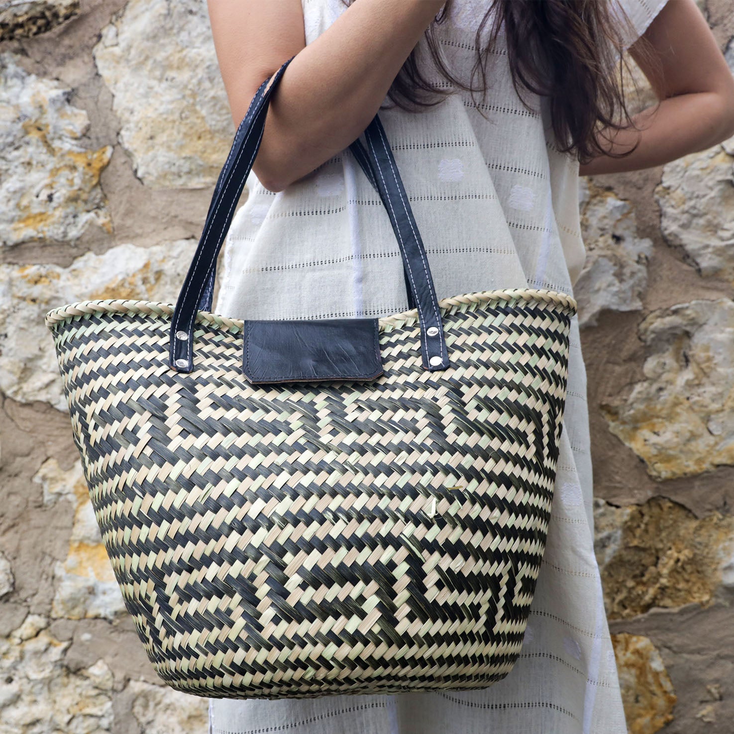 Zipolite Woven Palm Beach Bag Tote
