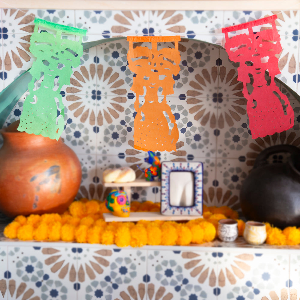 Colorful La Catrina Papel Picado Banner
