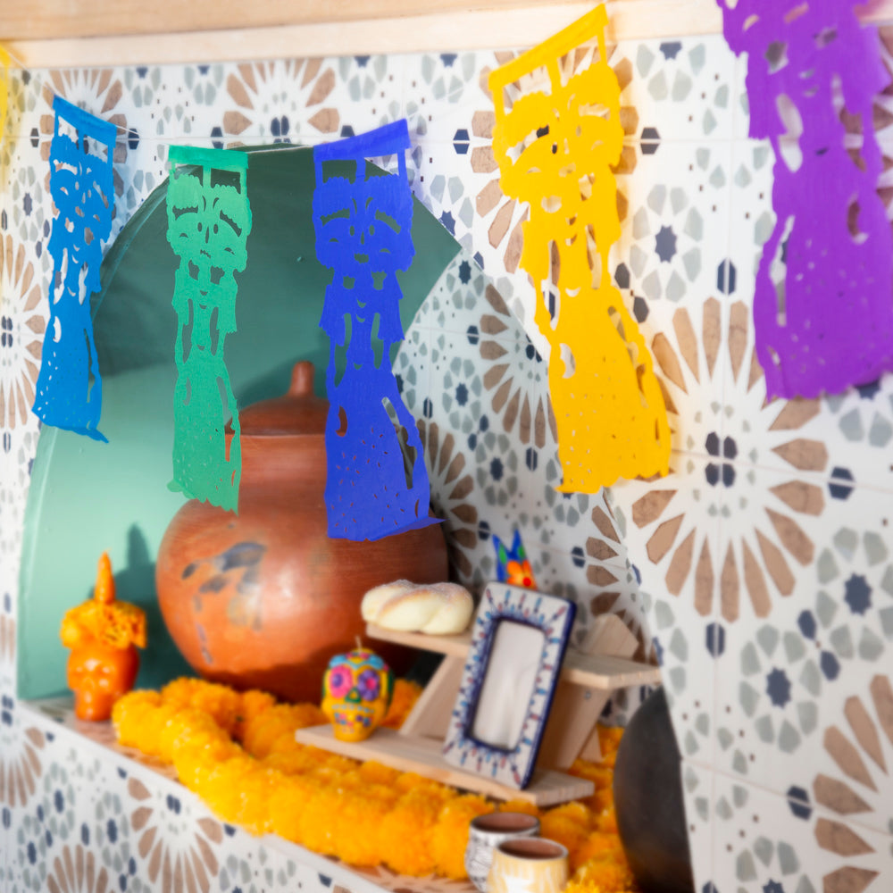 Colorful La Catrina Papel Picado Banner