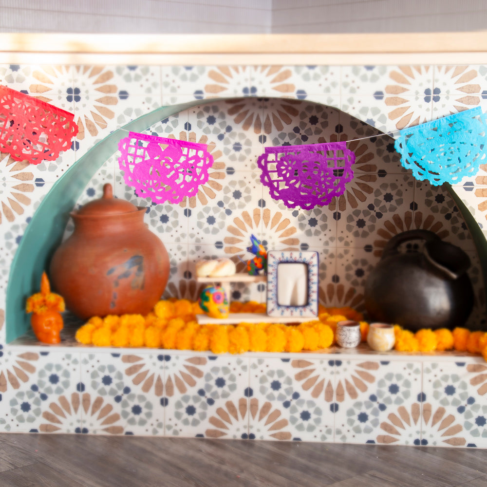 Fun Calacas Semi-Circular Papel Picado Banner