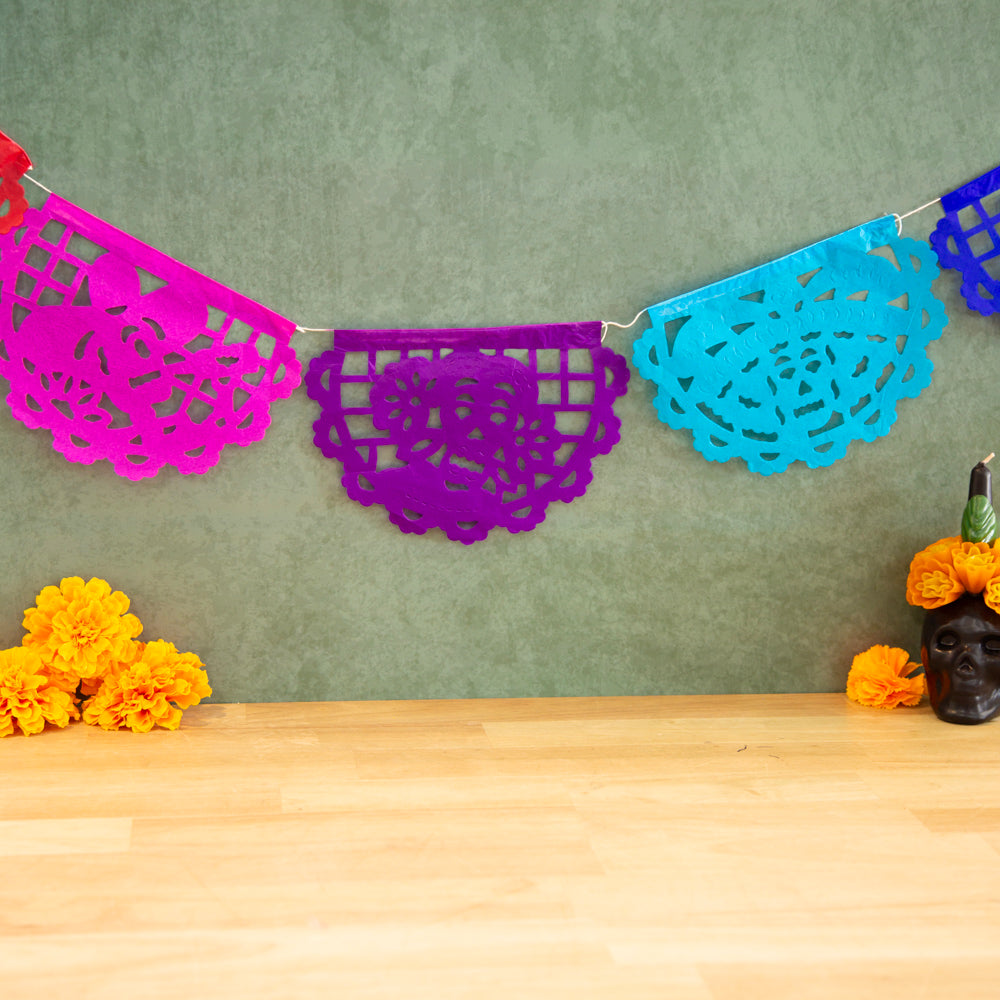 Fun Calacas Semi-Circular Papel Picado Banner
