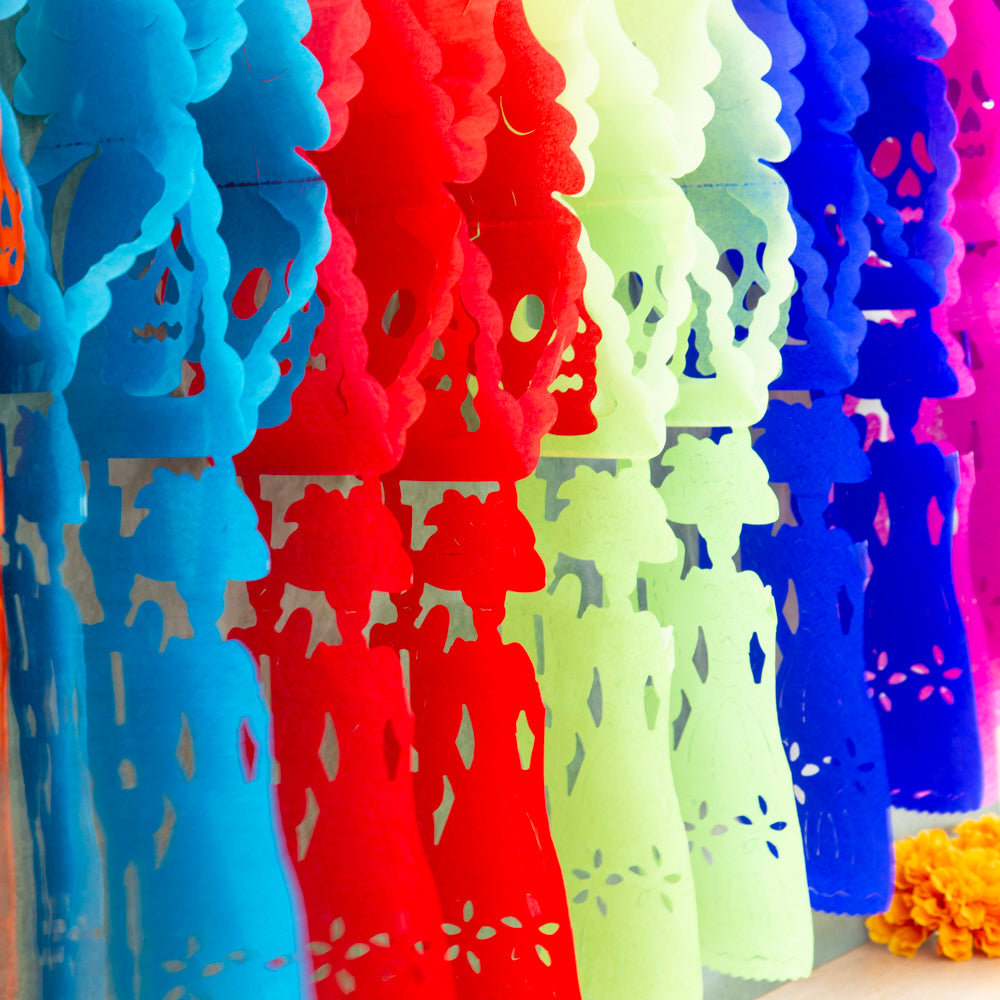 Colorful Catrín y Catrina Papel Picado Banner