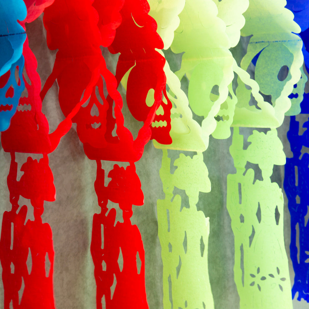 Colorful Catrín y Catrina Papel Picado Banner