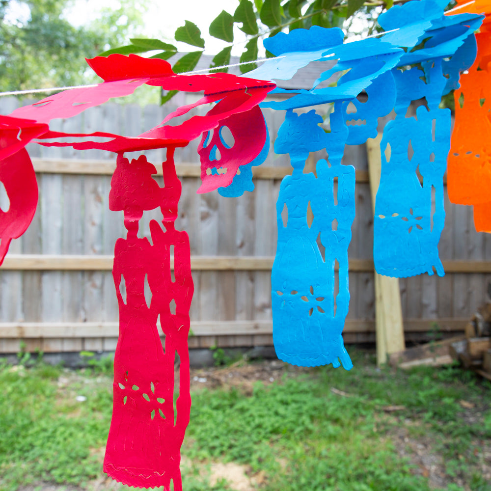 Colorful Catrín y Catrina Papel Picado Banner