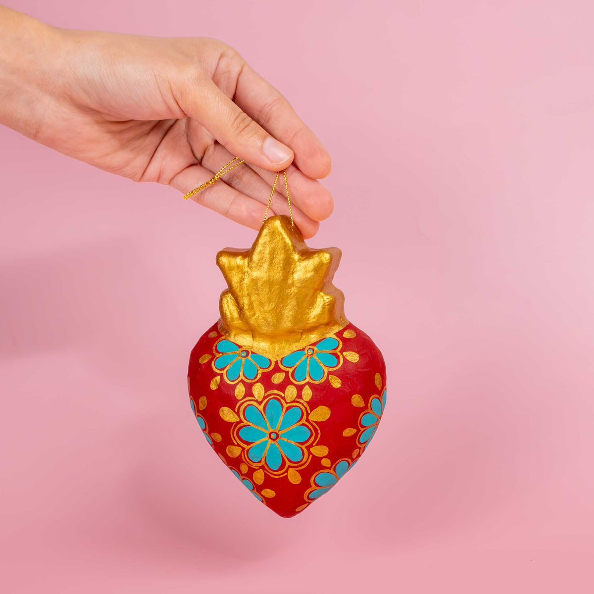 Papier Mâche Corazón Ornament