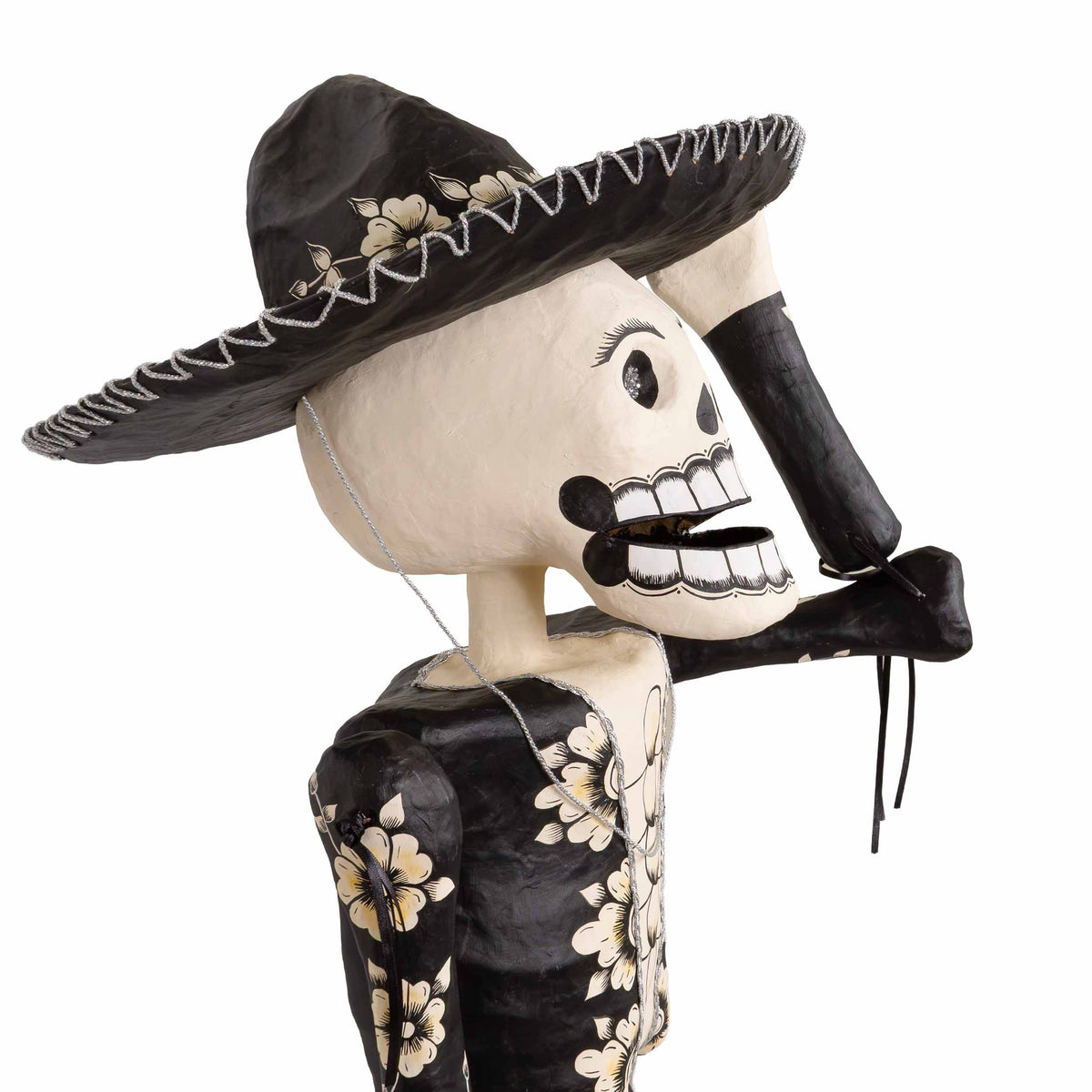 Papier Mǎche Large Catrin Skeleton Mariachi Sculpture