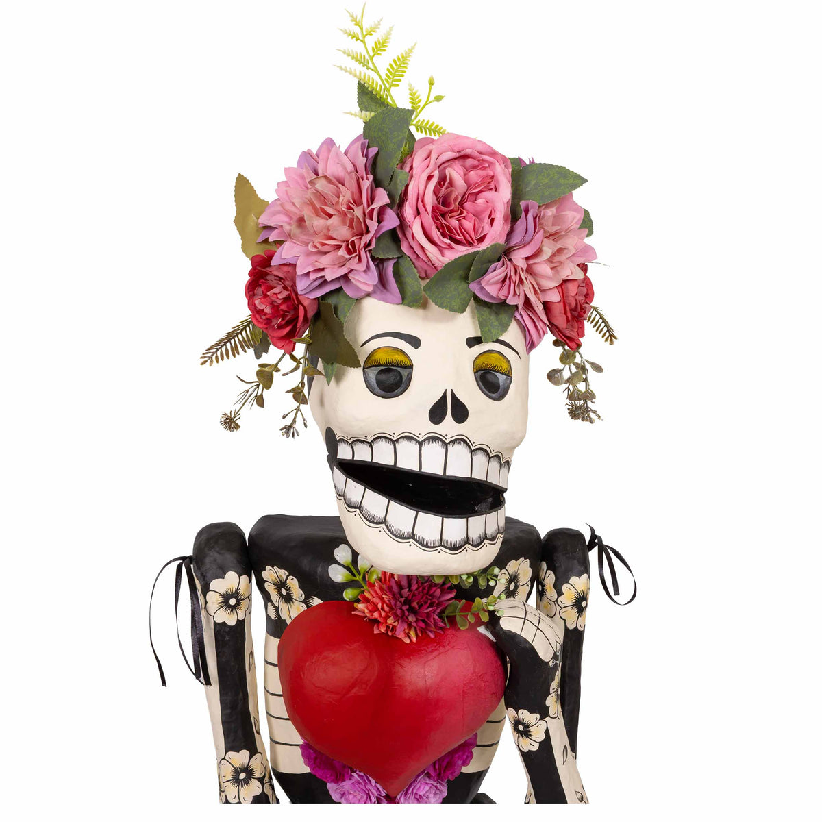 Papier Mǎche Large Catrina with A Heart Sculpture