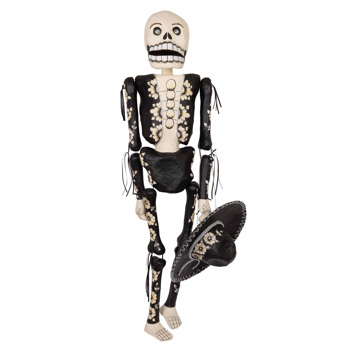 Papier Mǎche Large Catrin Skeleton Mariachi Sculpture