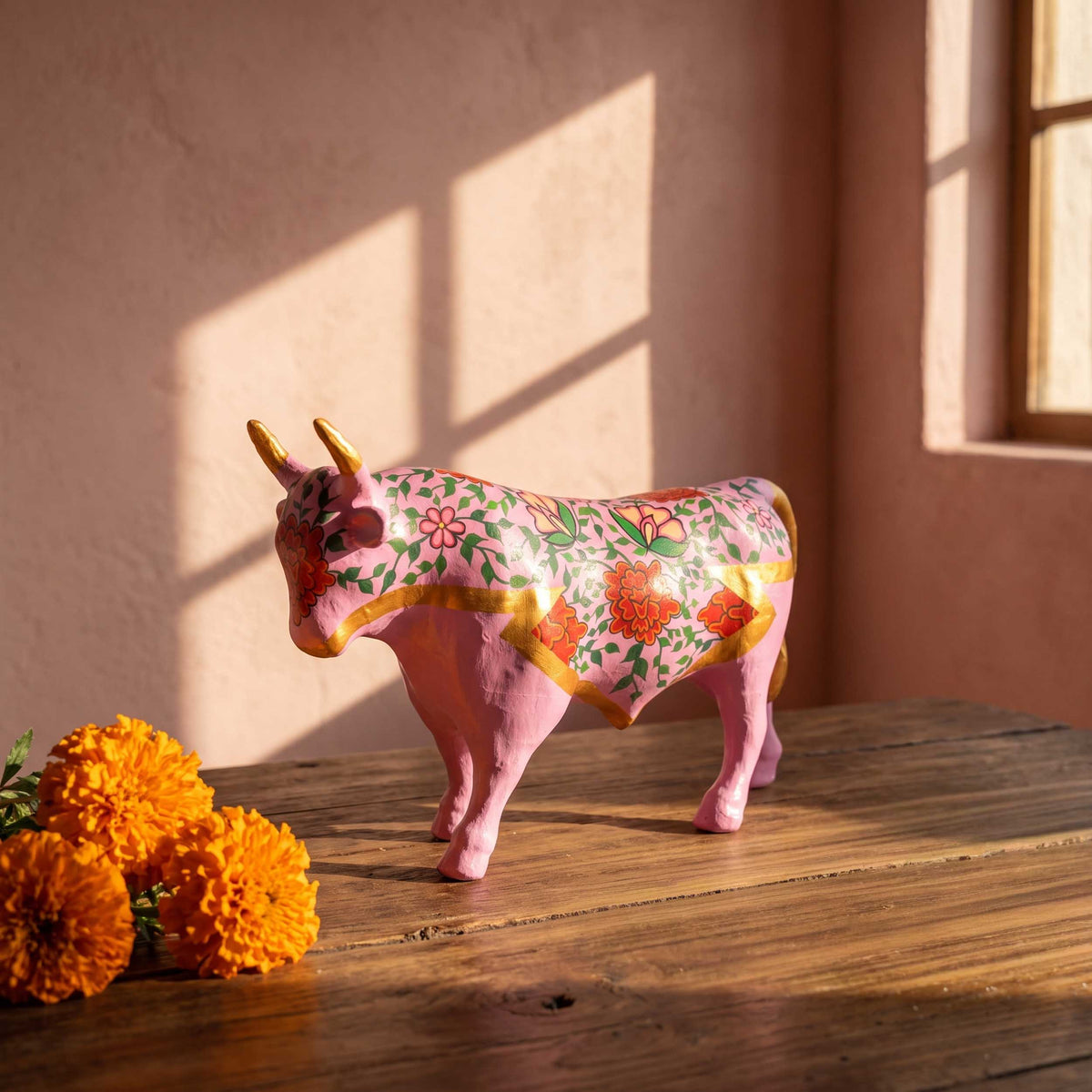 Papier-Mâché El Toro Bull Hand-Painted Sculpture